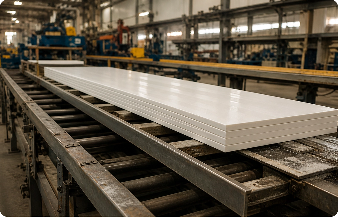 Extrusion line producing Jamex PVC panels with precision and consistency